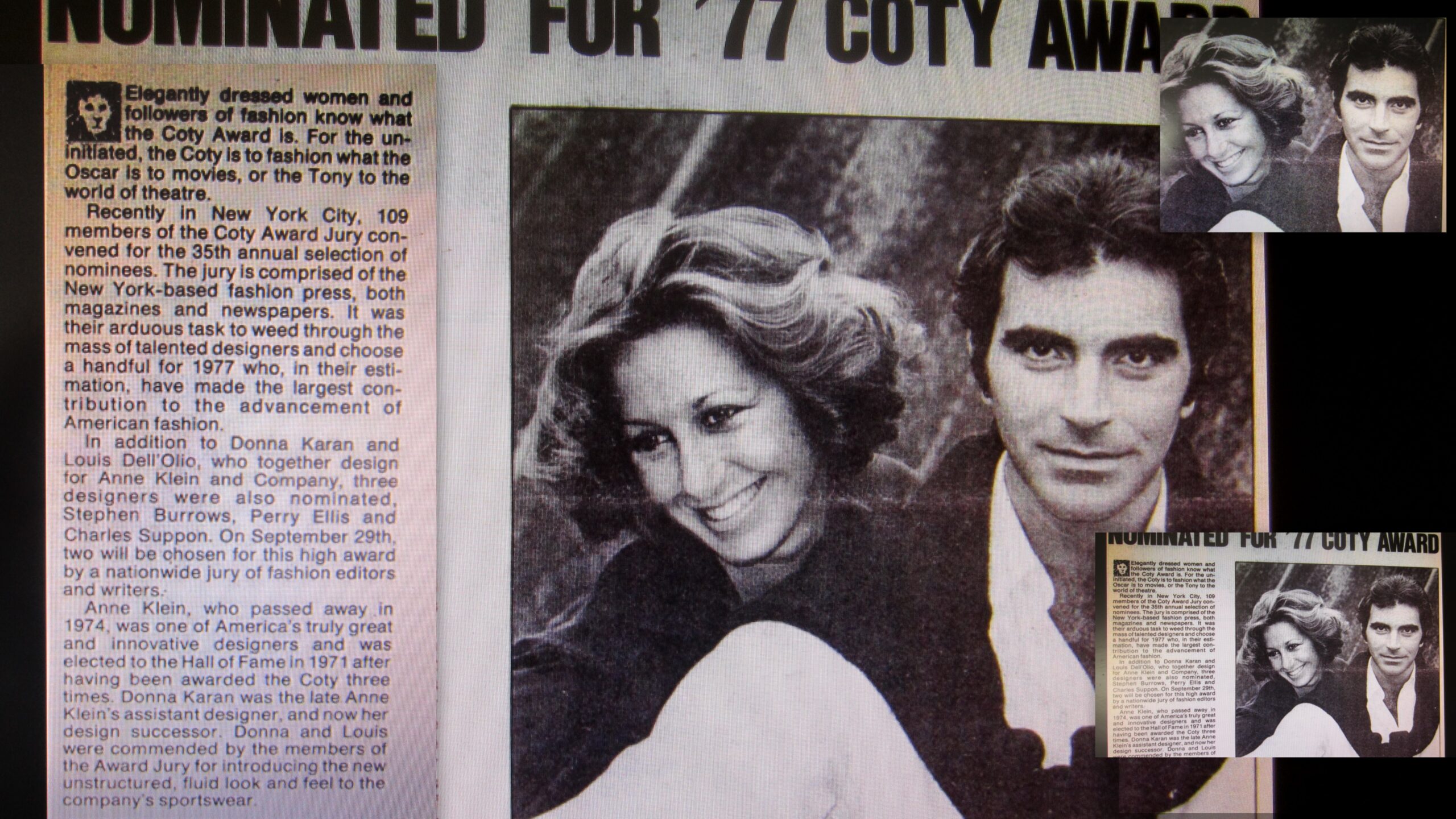 “LOOK BACK THURSDAY, THE COTY AWARDS” Louis Dell'Olio